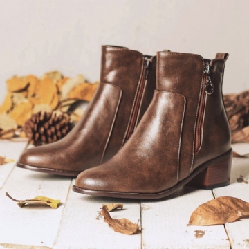 Damen Große Retro Chunky Heel Lässige Stiefeletten