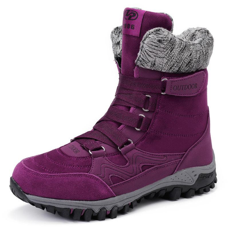 Damen Pelz Futter Warme Beiläufige Hook Loop Schneestiefel