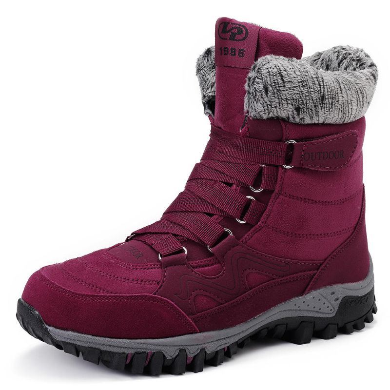 Damen Pelz Futter Warme Beiläufige Hook Loop Schneestiefel