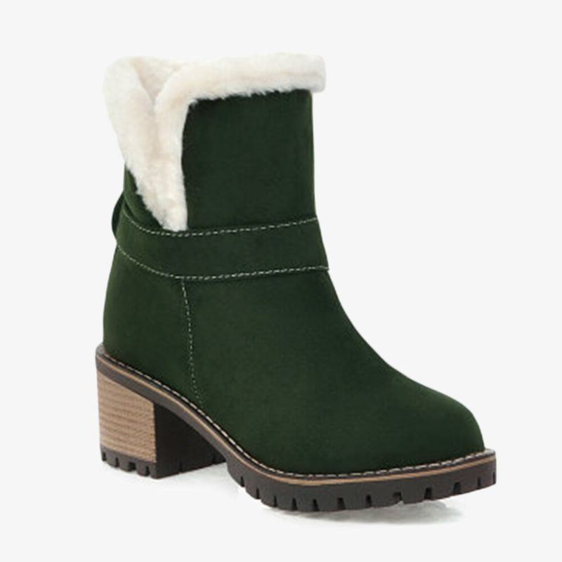 Damen Plus Größe Wildleder Plüsch Futter Warme Runde Zehe Winter Knöchelhohe Schneestiefel