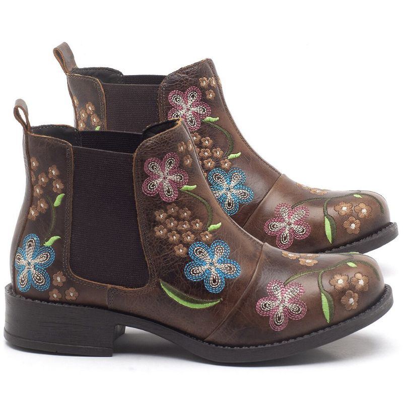 Damen Retro Blumenstickerei Bequeme Tragbare Chelsea Stiefeletten