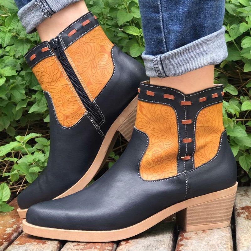 Damen Splicing Chunky Heel Lässige Stiefeletten