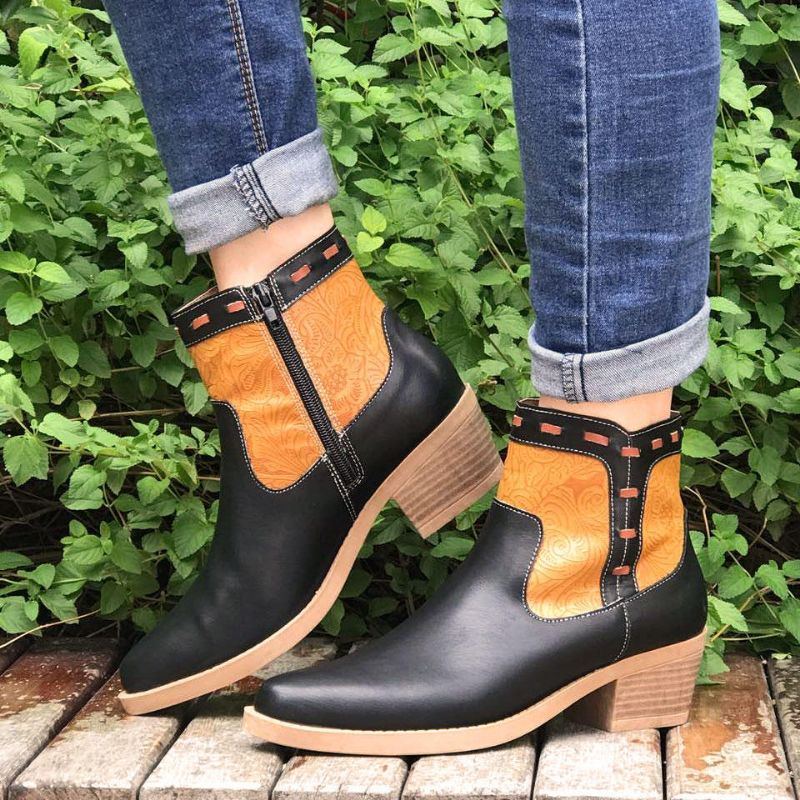 Damen Splicing Chunky Heel Lässige Stiefeletten