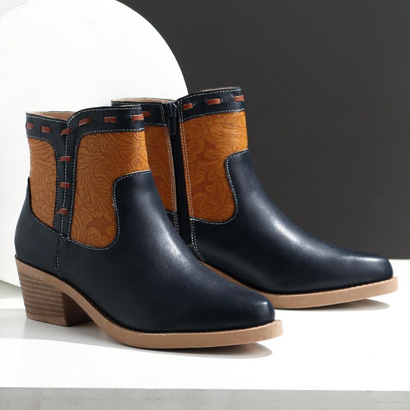 Damen Splicing Chunky Heel Lässige Stiefeletten