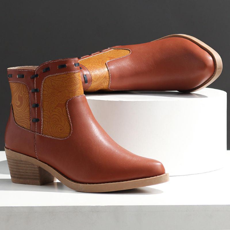 Damen Splicing Chunky Heel Lässige Stiefeletten