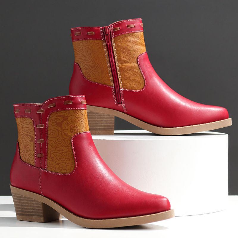 Damen Splicing Chunky Heel Lässige Stiefeletten