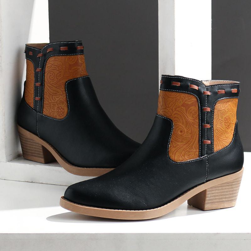 Damen Splicing Chunky Heel Lässige Stiefeletten