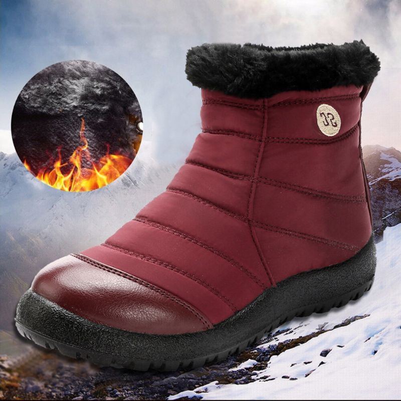 Große Bequeme Warme Wasserdichte Winter Schneestiefel Mit Reißverschluss Für Damen