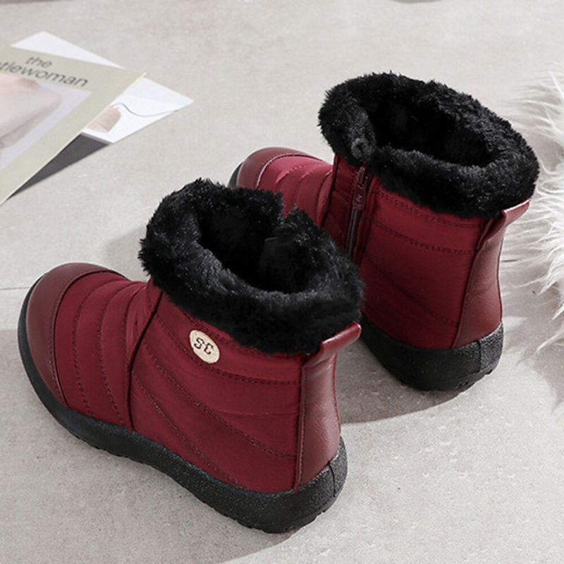 Große Bequeme Warme Wasserdichte Winter Schneestiefel Mit Reißverschluss Für Damen