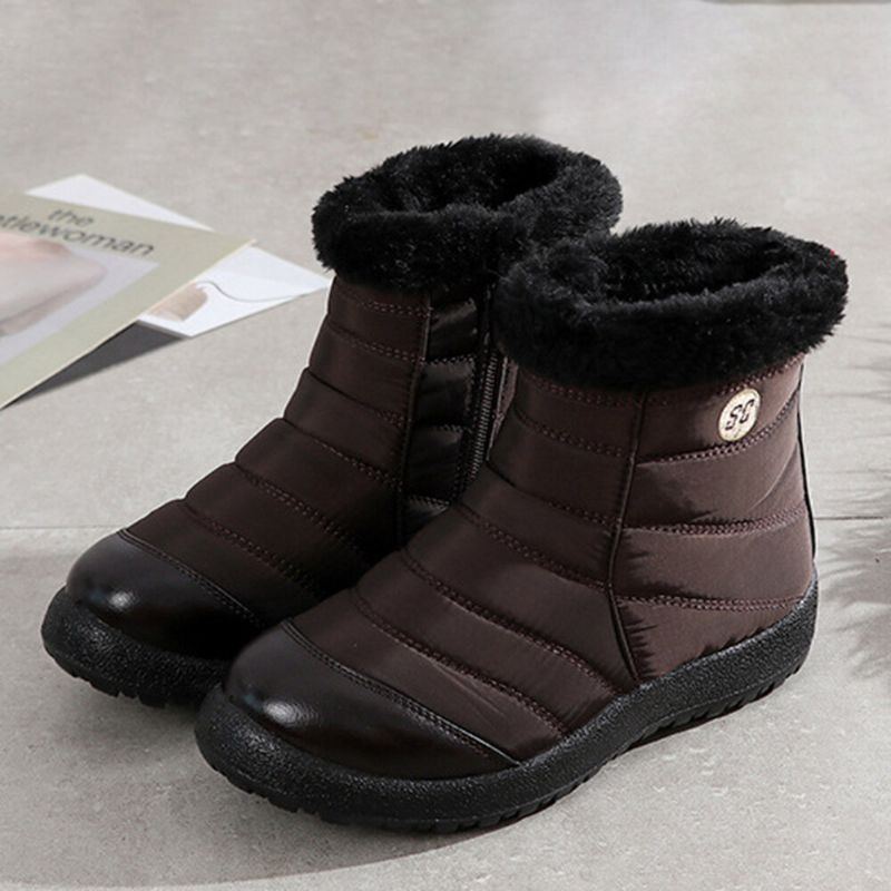 Große Bequeme Warme Wasserdichte Winter Schneestiefel Mit Reißverschluss Für Damen