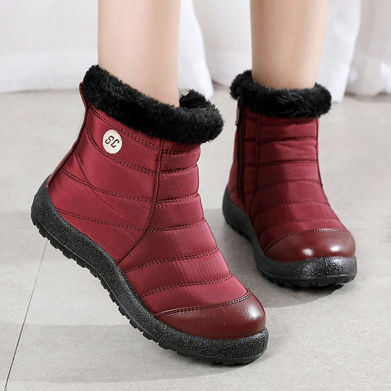 Große Bequeme Warme Wasserdichte Winter Schneestiefel Mit Reißverschluss Für Damen