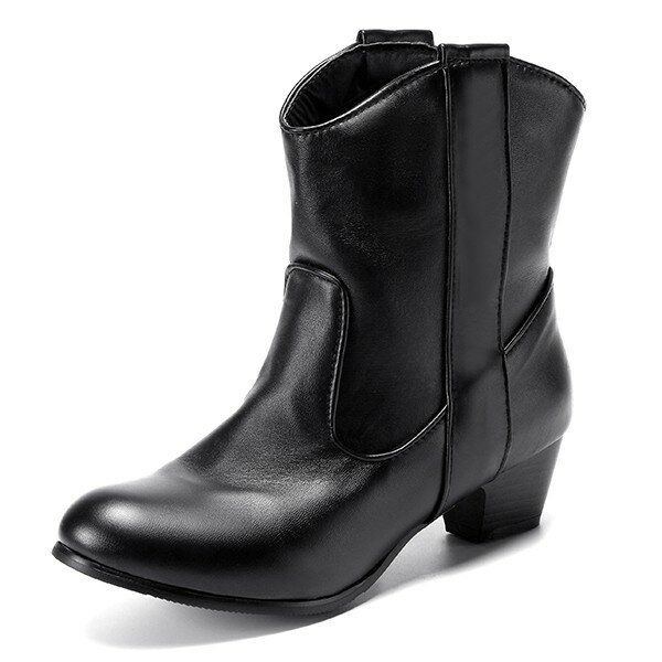 Große Damen Kurze Stiefel Lässige Outdoor High Heel Bequeme Stiefel