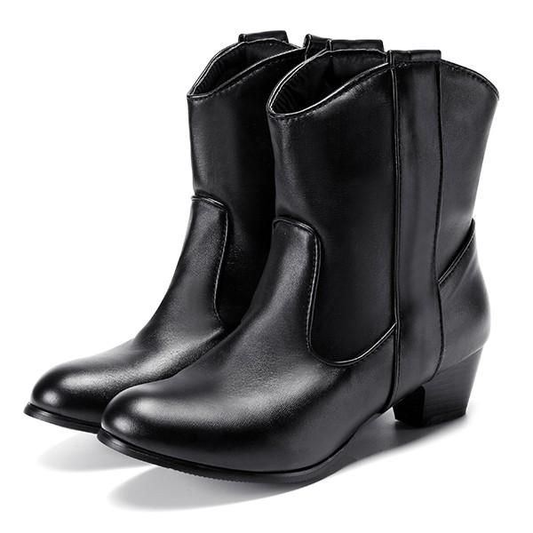 Große Damen Kurze Stiefel Lässige Outdoor High Heel Bequeme Stiefel