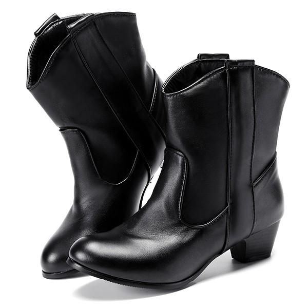 Große Damen Kurze Stiefel Lässige Outdoor High Heel Bequeme Stiefel