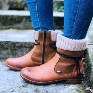 Große Damen Retro Warme Tägliche Winter Sockenspleißstiefel