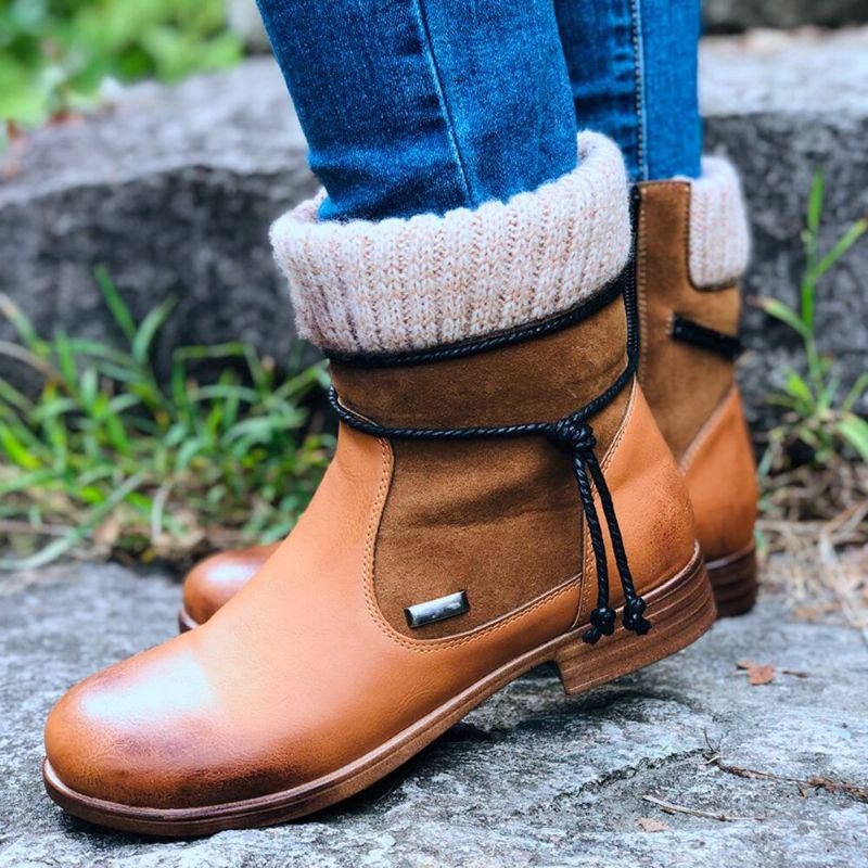 Große Damen Retro Warme Tägliche Winter Sockenspleißstiefel