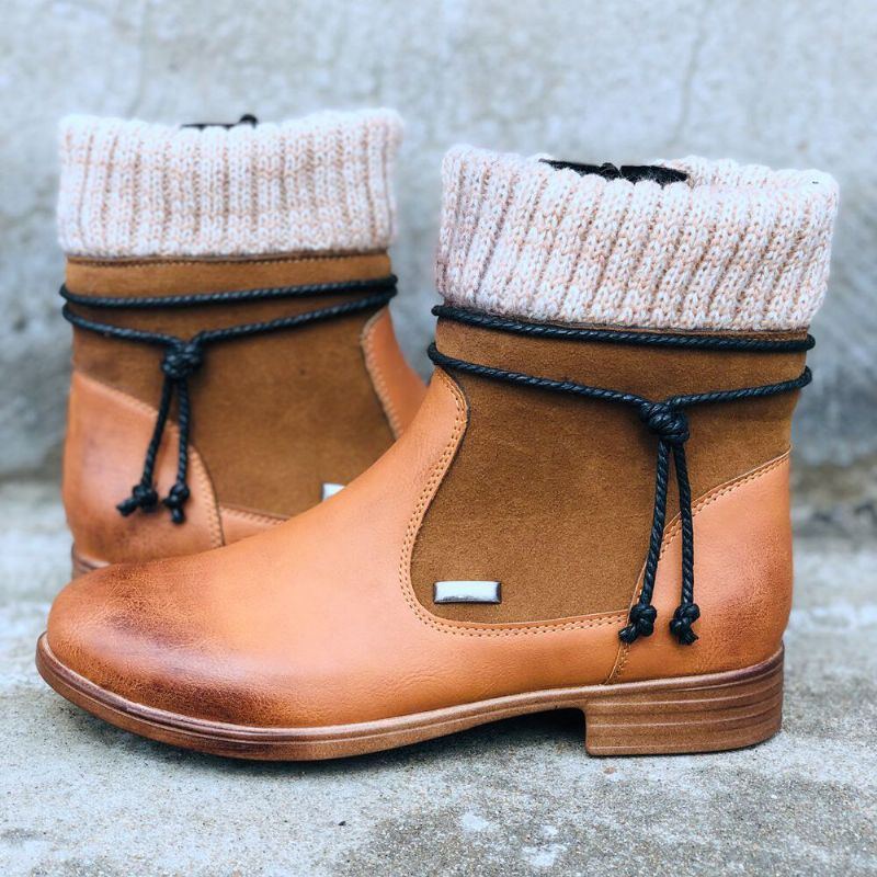 Große Damen Retro Warme Tägliche Winter Sockenspleißstiefel