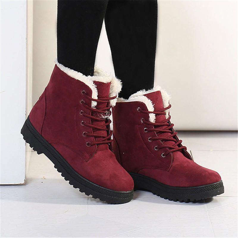 Große Damen Winter Warm Halten Flache Plüsch Schnee Stiefel Knöchel Kurze Stiefel