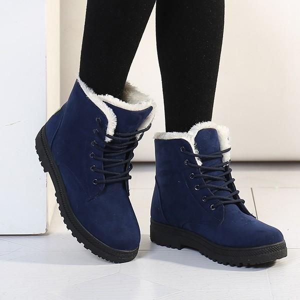 Große Damen Winter Warm Halten Flache Plüsch Schnee Stiefel Knöchel Kurze Stiefel