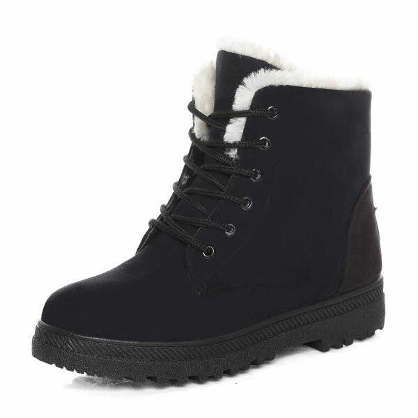 Große Damen Winter Warm Halten Flache Plüsch Schnee Stiefel Knöchel Kurze Stiefel