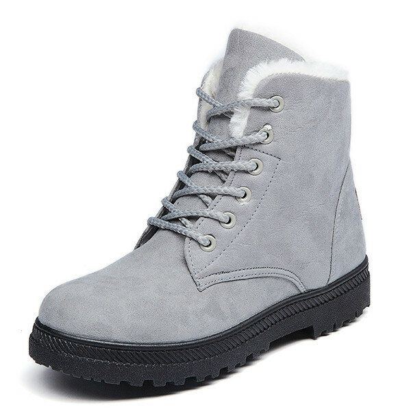 Große Damen Winter Warm Halten Flache Plüsch Schnee Stiefel Knöchel Kurze Stiefel