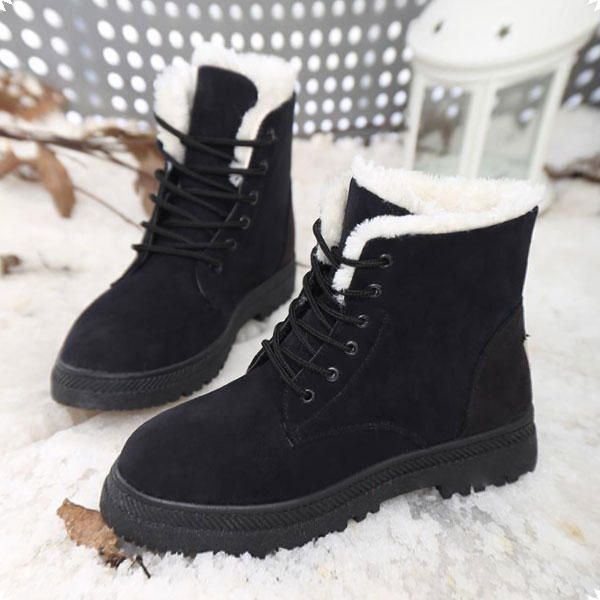 Große Damen Winter Warm Halten Flache Plüsch Schnee Stiefel Knöchel Kurze Stiefel