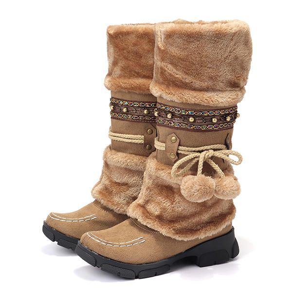 Große Flauschige Und Warm Haltende Winter Schneestiefel Für Damen