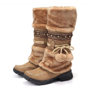 Große Flauschige Und Warm Haltende Winter Schneestiefel Für Damen