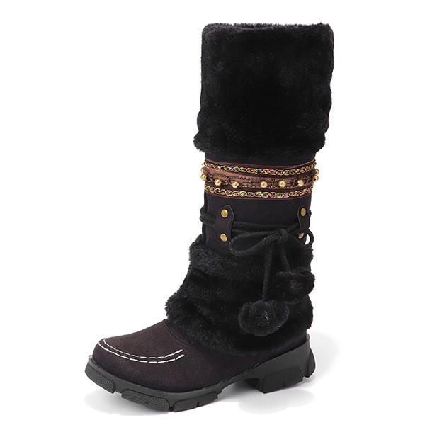 Große Flauschige Und Warm Haltende Winter Schneestiefel Für Damen