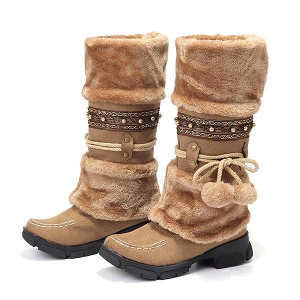 Große Flauschige Und Warm Haltende Winter Schneestiefel Für Damen