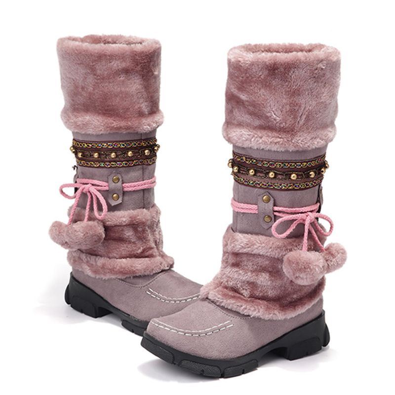 Große Flauschige Und Warm Haltende Winter Schneestiefel Für Damen