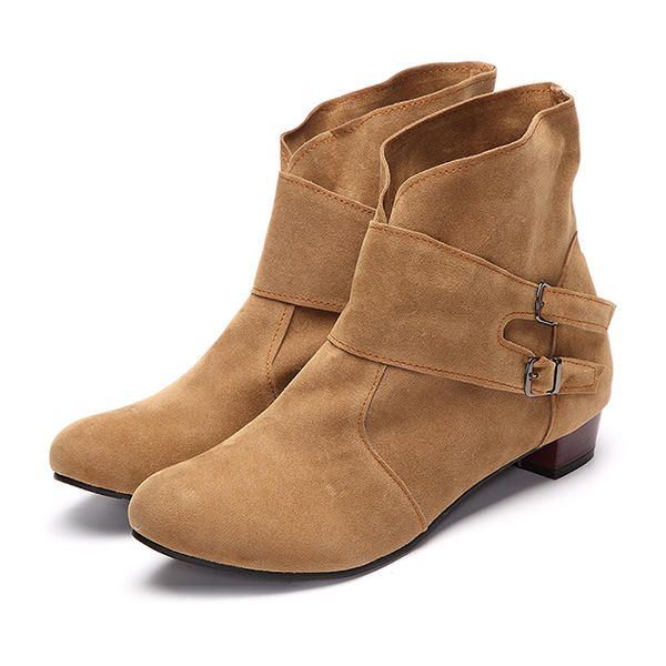 Große Damen Kurze Stiefel Lässige Outdoor Slip On High Heel Schuhe