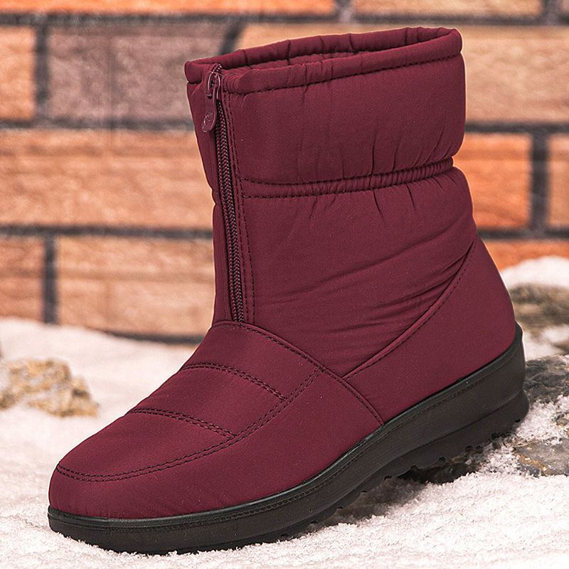 Große Warm Gefütterte Damen Schneestiefel Mit Frontreißverschluss