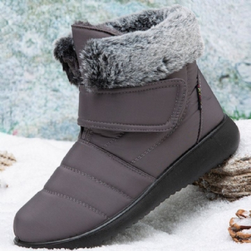 Große Warm Gefütterte Damen Schneestiefel Mit Klettverschluss Und Samt Schneestiefeletten