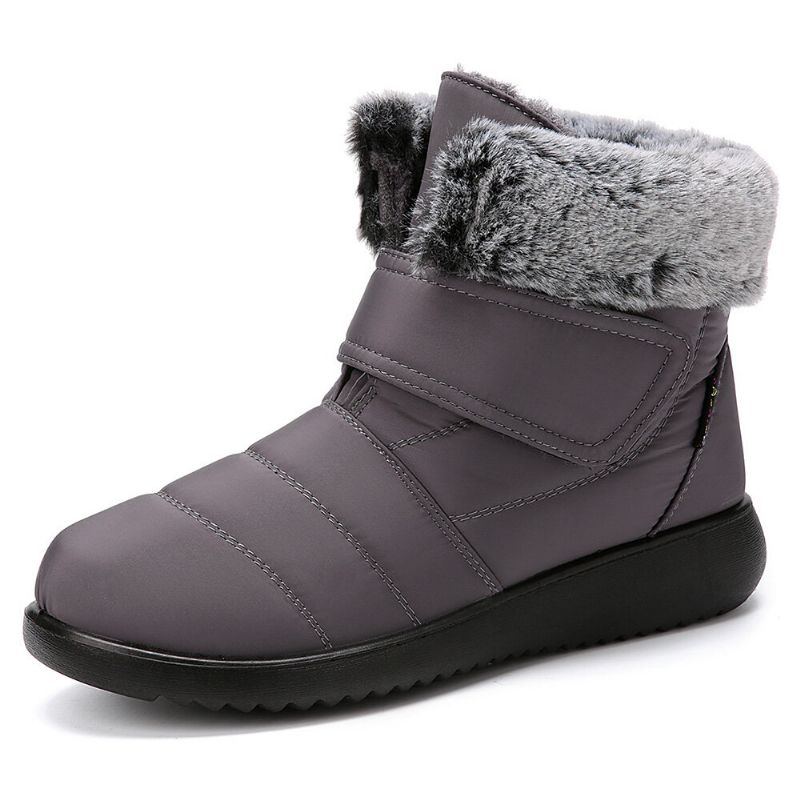 Große Warm Gefütterte Damen Schneestiefel Mit Klettverschluss Und Samt Schneestiefeletten