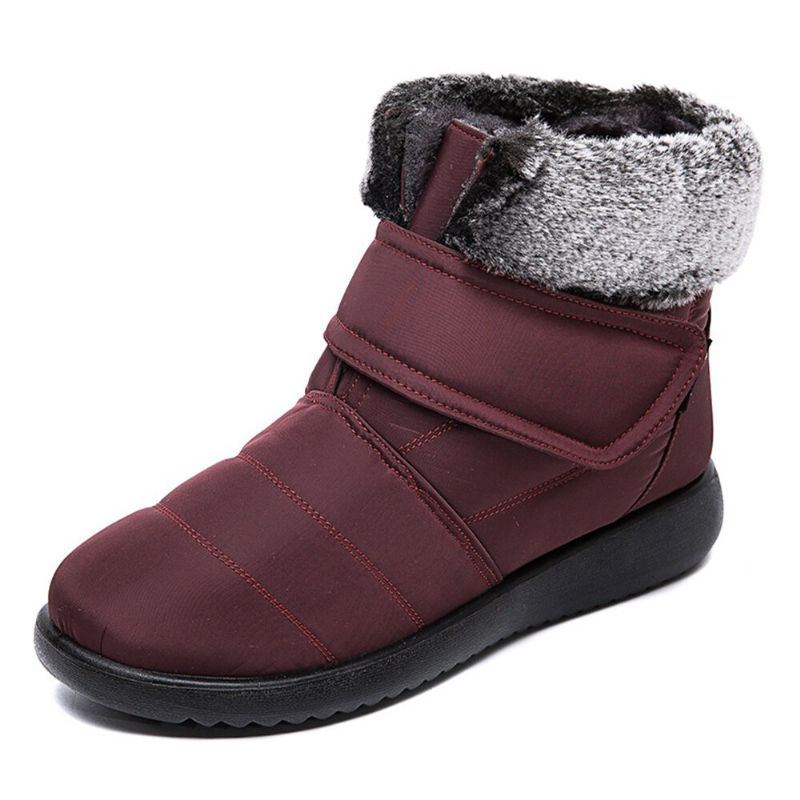 Große Warm Gefütterte Damen Schneestiefel Mit Klettverschluss Und Samt Schneestiefeletten