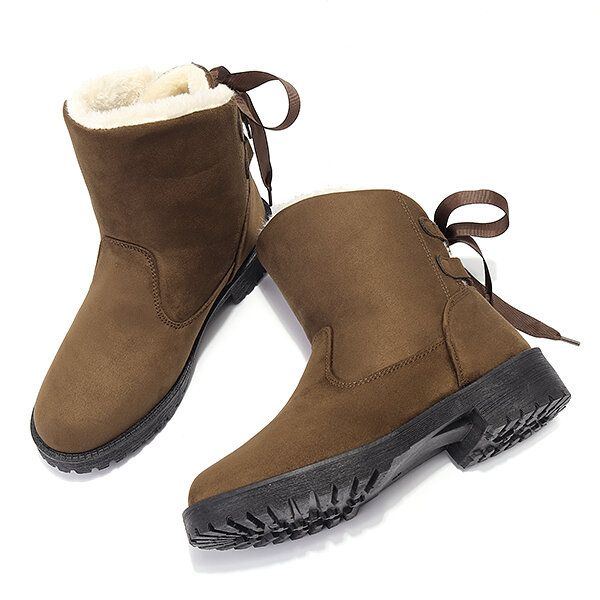 Große Winter Baumwollstiefel Für Damen Mit Fellfutter Und Knöchelhohen Schneestiefeln