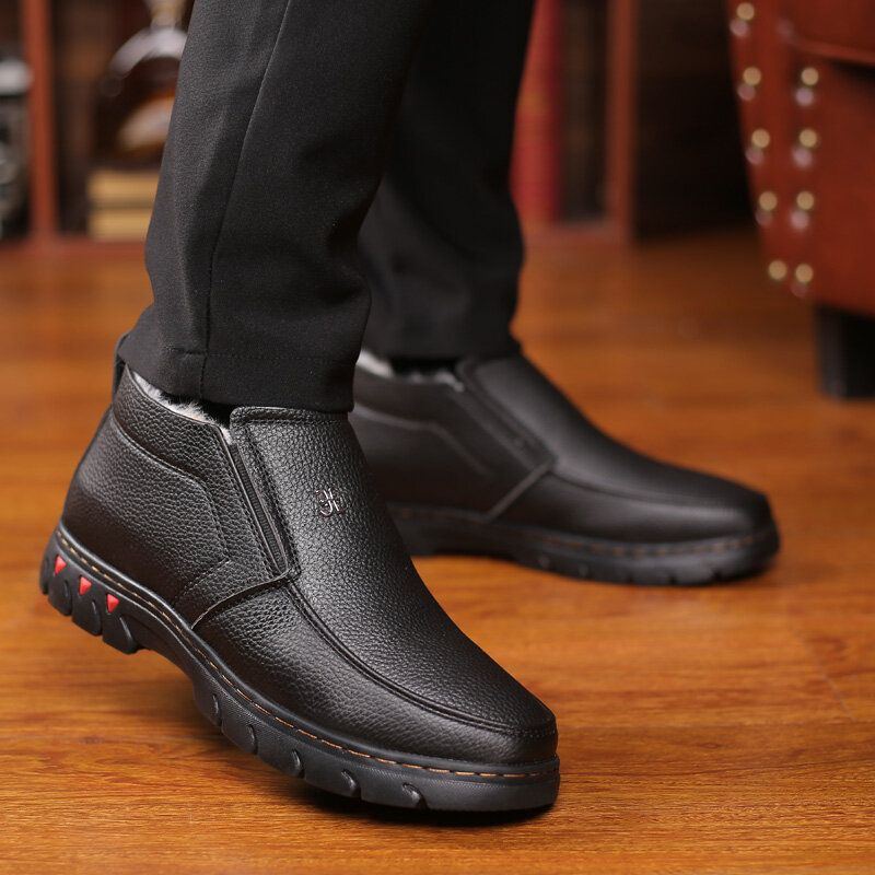 Herren Bequeme Mikrofaser Leder Warmes Plüschfutter Business Casual Stiefeletten