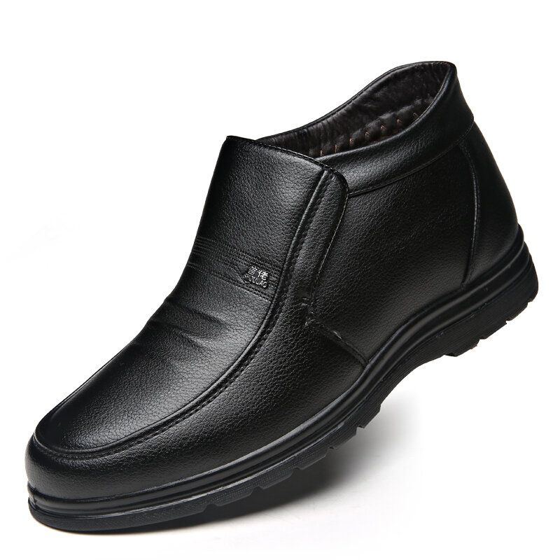 Herren Bequeme Rindsleder Warm Gefütterte Weiche Business Casual Stiefeletten