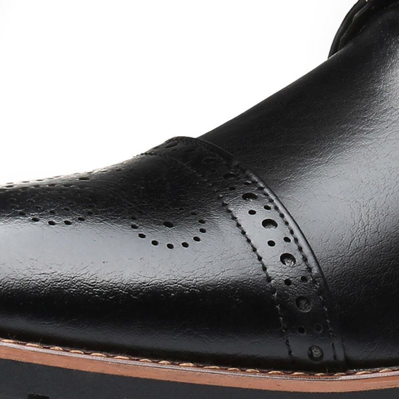 Herren Brogue Klassische Cowboy Schnürstiefel Wadenmitte