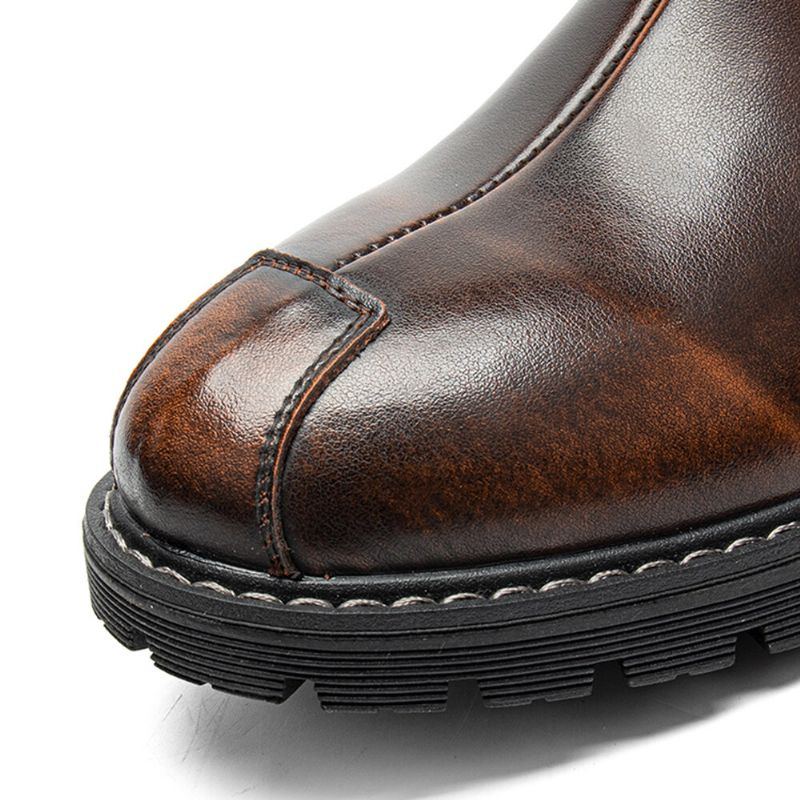 Herren Echtleder Slip On Rutschschutz Plus Warme Chelsea Stiefel Aus Samt Martin Stiefel