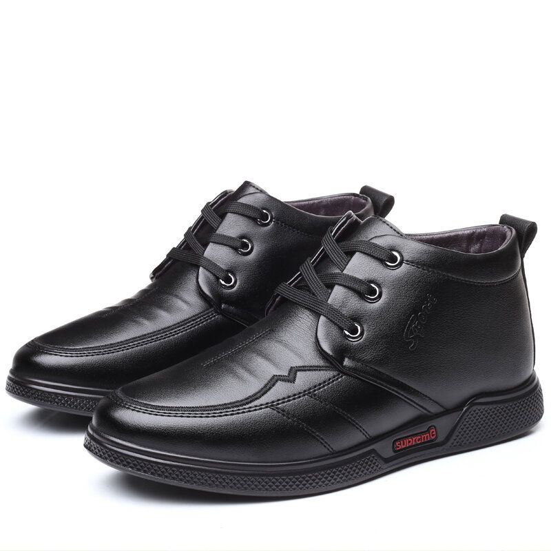 Herren Mikrofaser Leder Warm Soft Sole Business Casual Stiefeletten