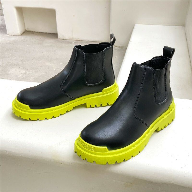 Herren Pu Leder High Top Splicing Slip On Casual Chelsea Boots