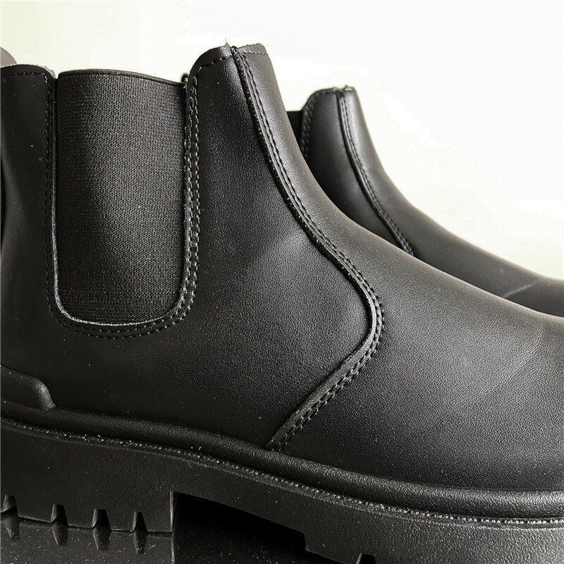 Herren Pu Leder High Top Splicing Slip On Casual Chelsea Boots