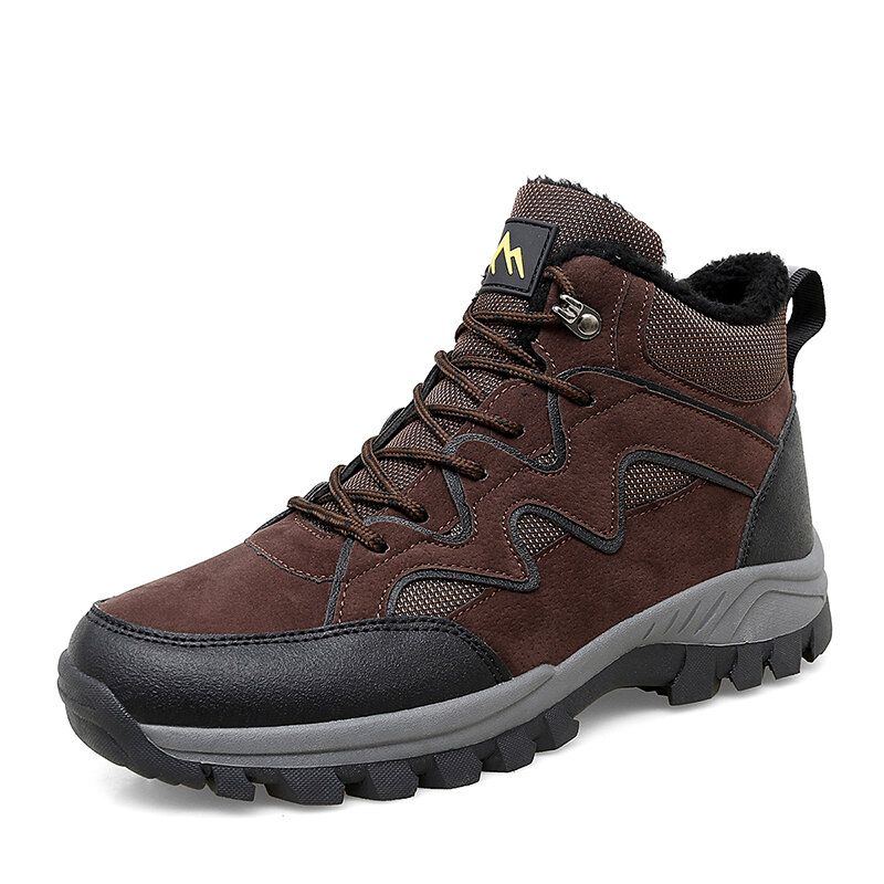 Herren Pu Leder Warm Gefütterte Wander Schnee Outdoor Stiefel