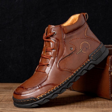 Herren Retro Handnähte Aus Mikrofaser Leder Weiche Lässige Stiefeletten