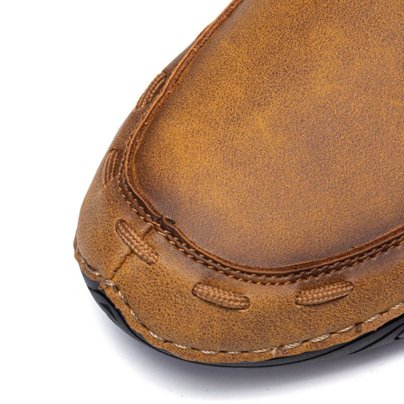 Herren Retro Handnähte Leder Rutschfeste Weiche Schnürstiefeletten