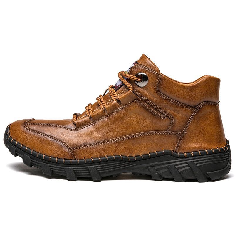 Herren Retro Mikrofaser Leder Rutschfeste Outdoor Casual Stiefeletten