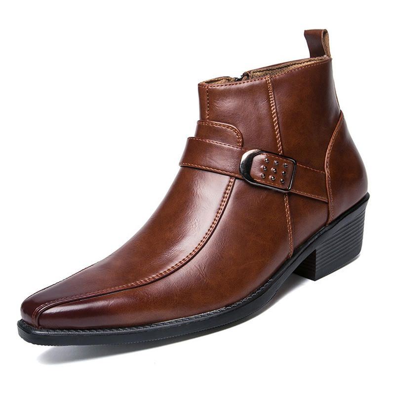 Herren Retro Rutschfeste Freizeit Lederstiefel