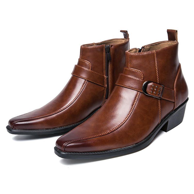 Herren Retro Rutschfeste Freizeit Lederstiefel